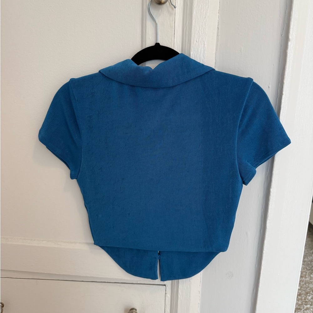 With Jean Blue Button-Up Collared Top - Picture 3 of 3